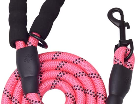 5 FT Thick Highly Reflective Dog Leash-Pink Supply