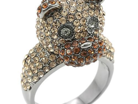 0W279 - Ruthenium Brass Ring with Top Grade Crystal  in Multi Color Online Sale