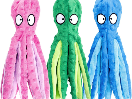 3 Pack Dog Toys for Small Dogs, Medium Dogs, Large Dogs,   No Stuffing , (Squeaky Octopus) For Sale