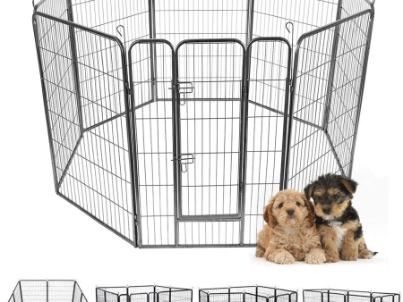 16 8 Panel Pet Playpen with Door, Foldable Dog Exercise Pen, Portable Configurable Cat Chicken Rabbit Fence Outdoor Outdoor, Metal Pet Exercise Fence Barrier Kennel (8 Panels, 48  ) Hot on Sale