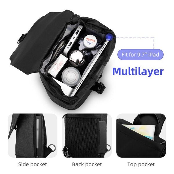 Anti-theft  Sling Crossbody Bag USB Charging Sling Bag 9.7inch Ipad Water Resistant Crossbody Bag Shoulder Bag Fashion