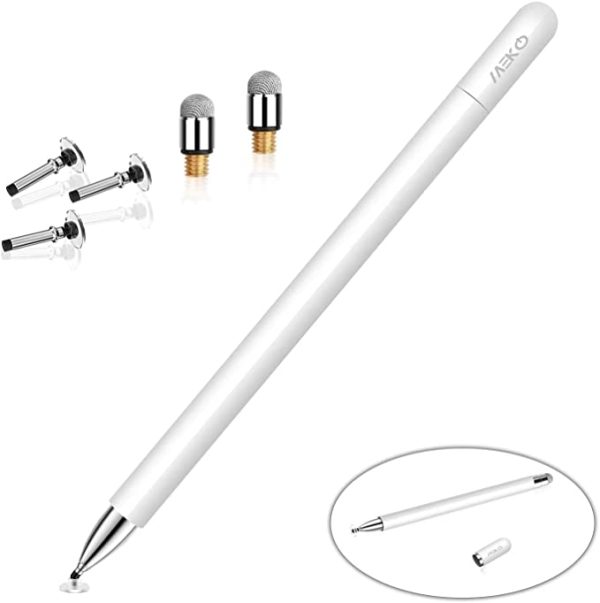 MEKO Stylus Pens for Touch Screens, Stylus Pen for iPad, Tablet Stylus Pencil with Magnetic Cap, High Sensitivity & Fine Point Universal for Android Phone iPad Pro Air Samsung and All Devices (White) For Cheap