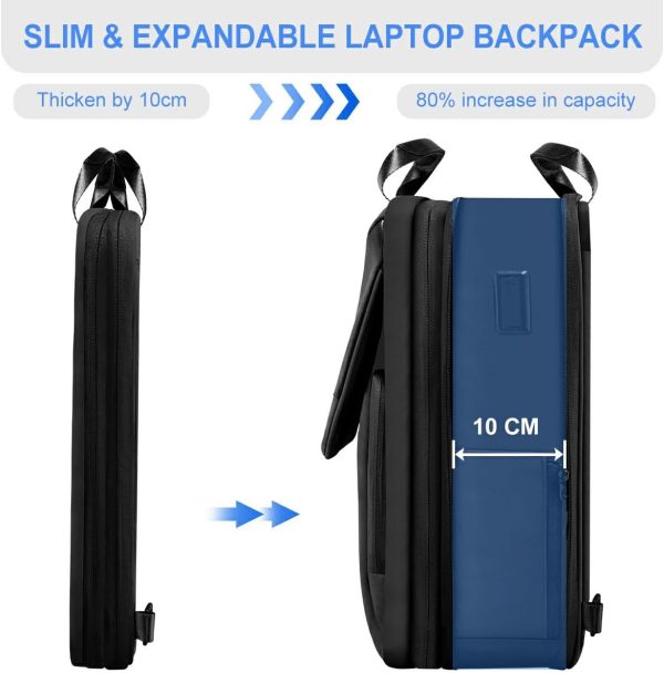 ZINZ Slim & Expandable Laptop Backpack 15.6 16 17 inch Travel Business Backpack Rainproof Daypack for Men and Women，Black Online Hot Sale