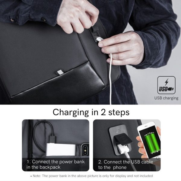 Sling Bag Fit in 14.1inch Laptop with USB Charging Bottle Pocket 8L Online Sale