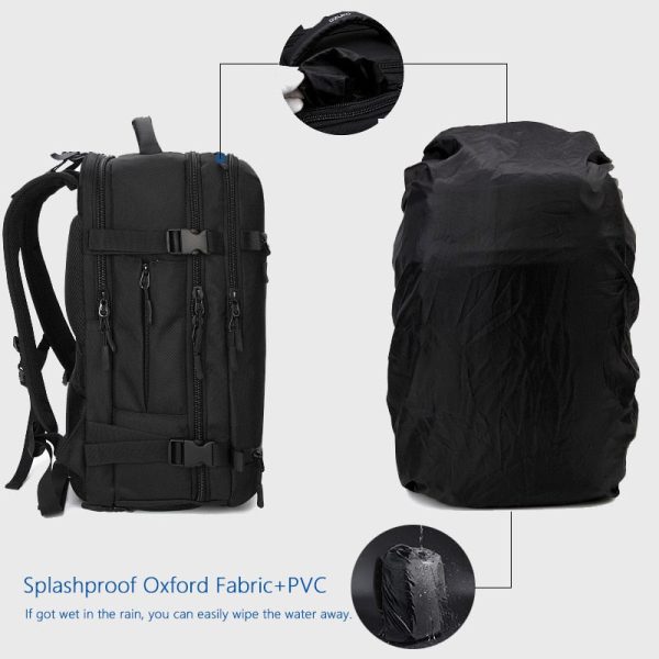 Backpack with Waterproof Cover Shoe Compartment 35L Water Repellent USB Charging Travel Backpack For Cheap